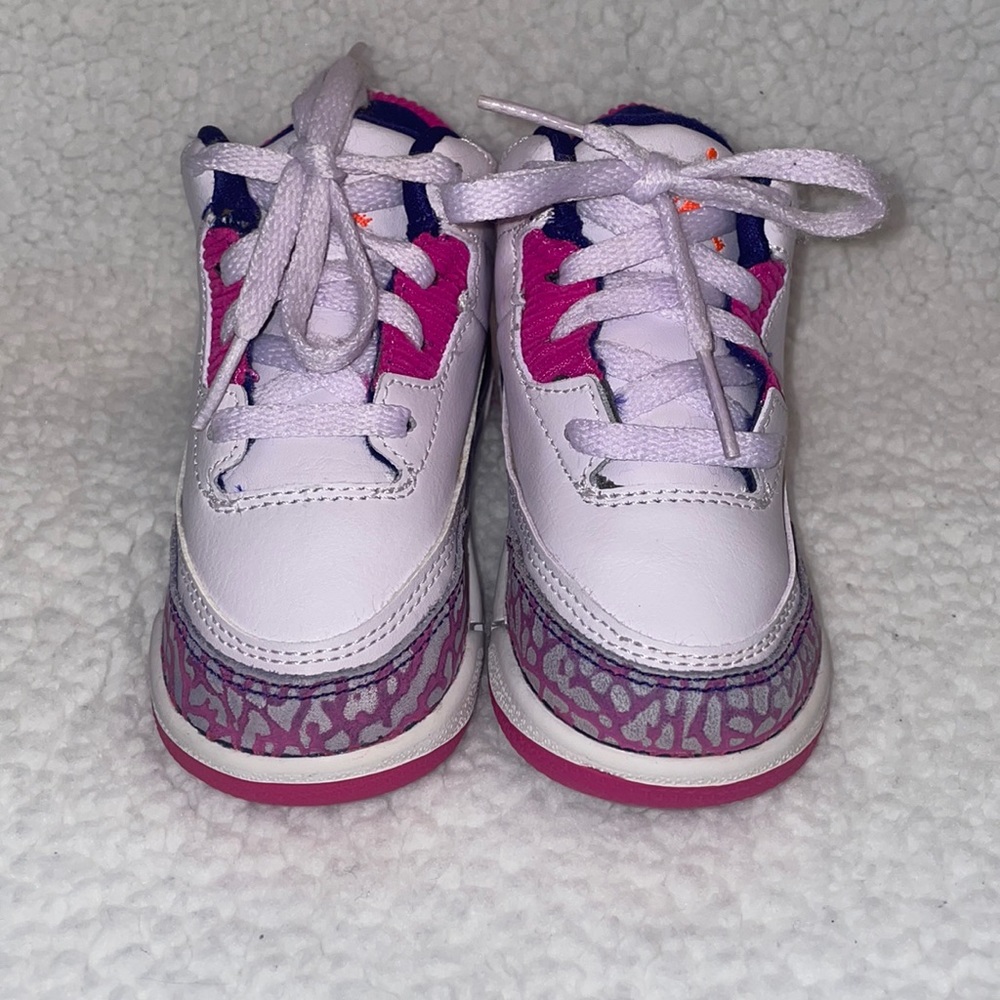 Nike Jordan 3 Toddler Retro Shoes Pink White Purple size 7c  Jumpman Basketball